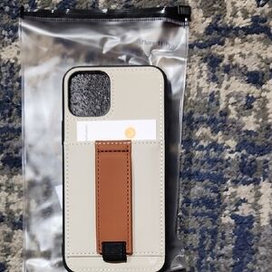 Stylish Cream and Brown Phone Case Iphone 11 Pro with Cardholder and Stand